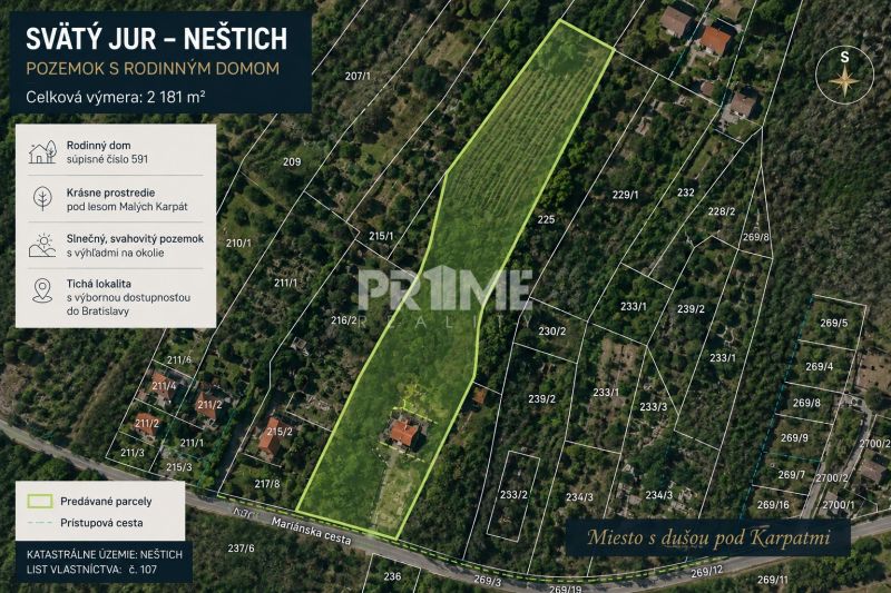 Jedinečný pozemok s domom pod lesom vo Svätom Jure – Neštich 