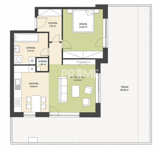 PENTHOUSE – moderný 2i byt s výnimočnou 69 m² terasou, AHOJ PARK